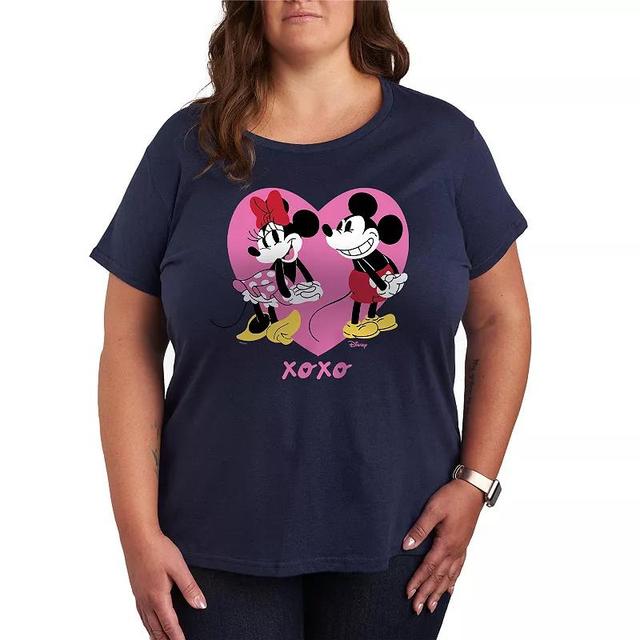 Disneys Mickey & Minnie Mouse Plus Size XOXO Graphic Tee, Womens Blue Product Image