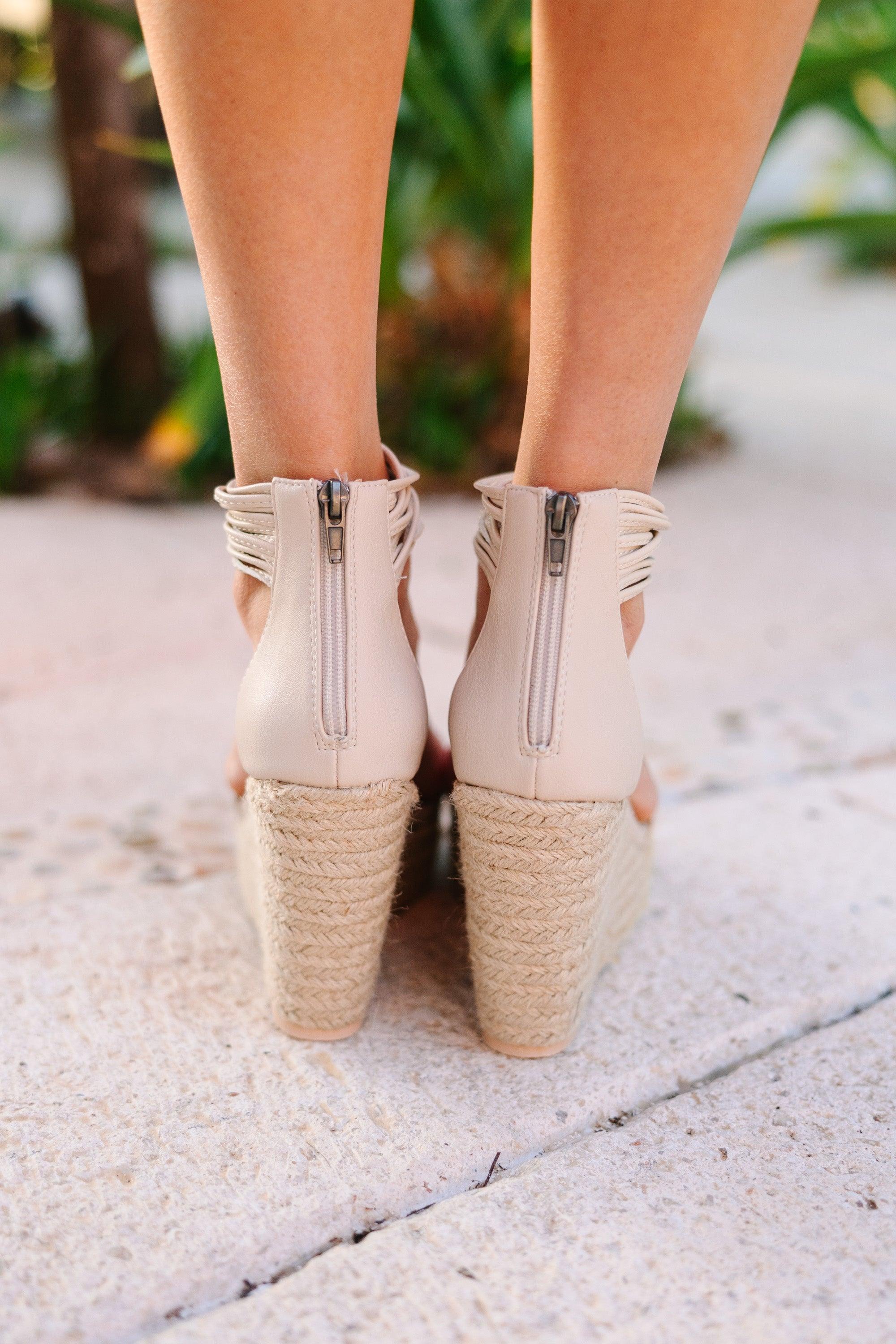 Here For You Beige White Wedges Female Product Image