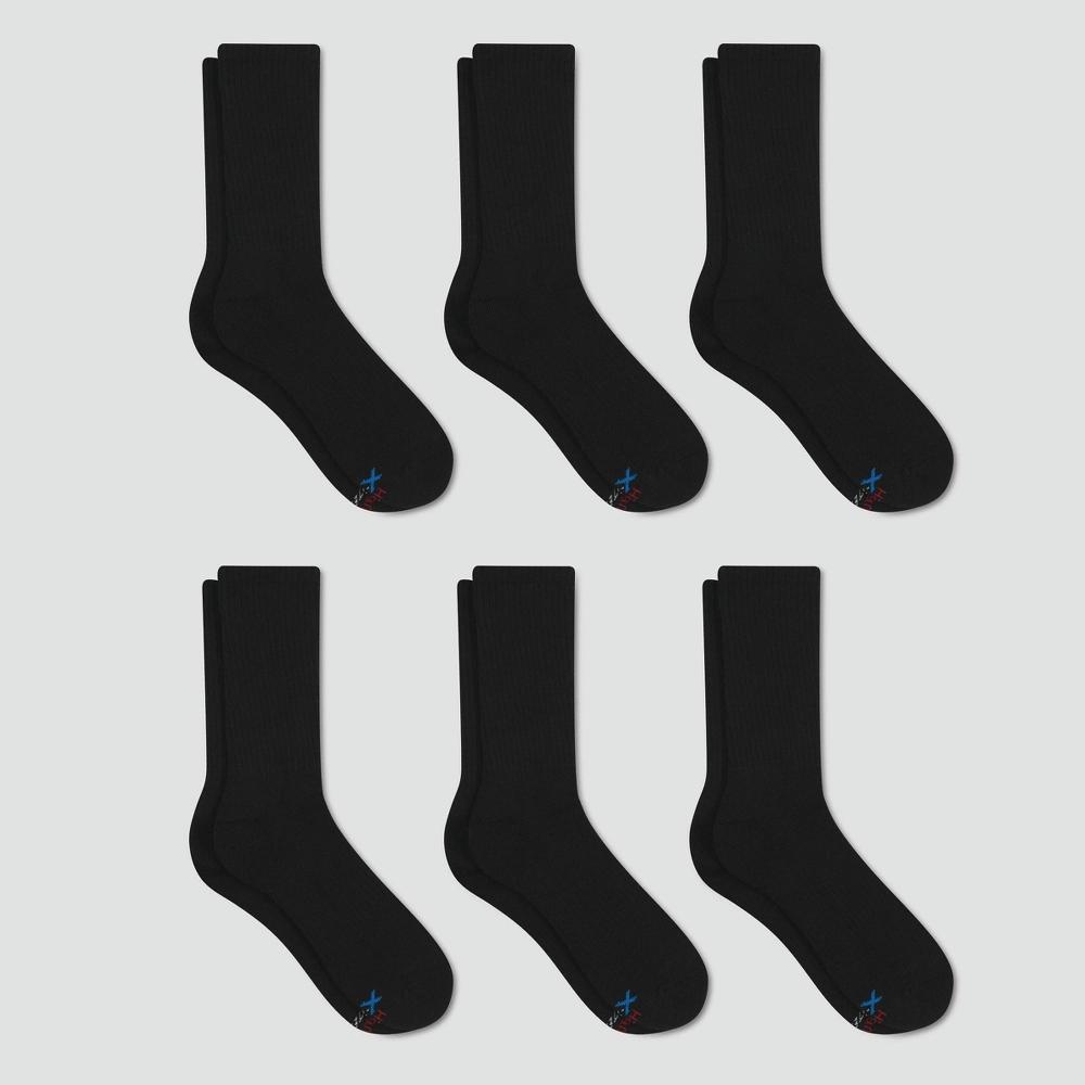 Men's Big & Tall Hanes Premium Performance Cushioned Crew Socks 6pk - Black 12-14 Product Image