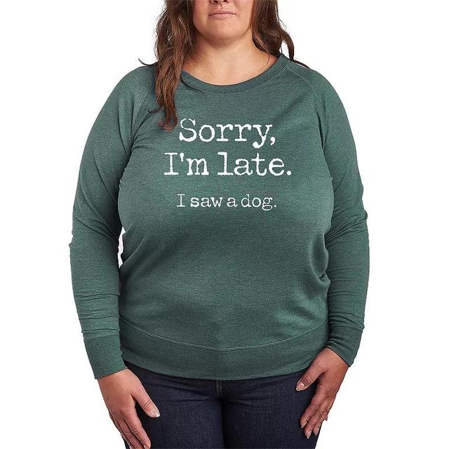 Plus Size I Saw A Dog Lightweight French Terry Sweatshirt, Womens Grey Green Product Image