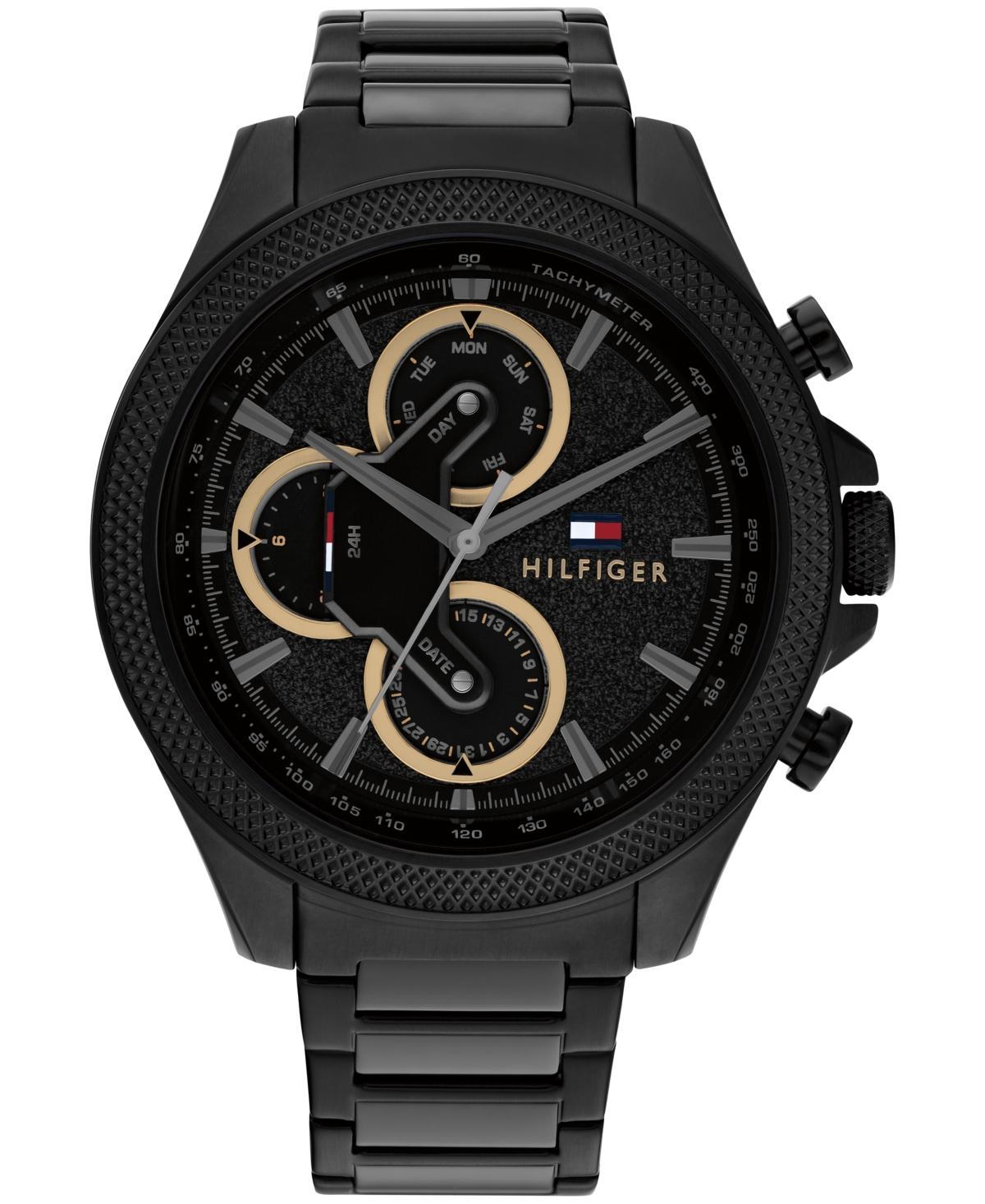 Tommy Hilfiger Mens Multifunction Black Stainless Steel Watch 46mm - Black Product Image