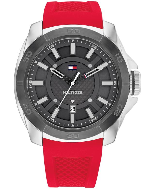 Tommy Hilfiger Mens Quartz Red Silicone Watch 46mm Product Image