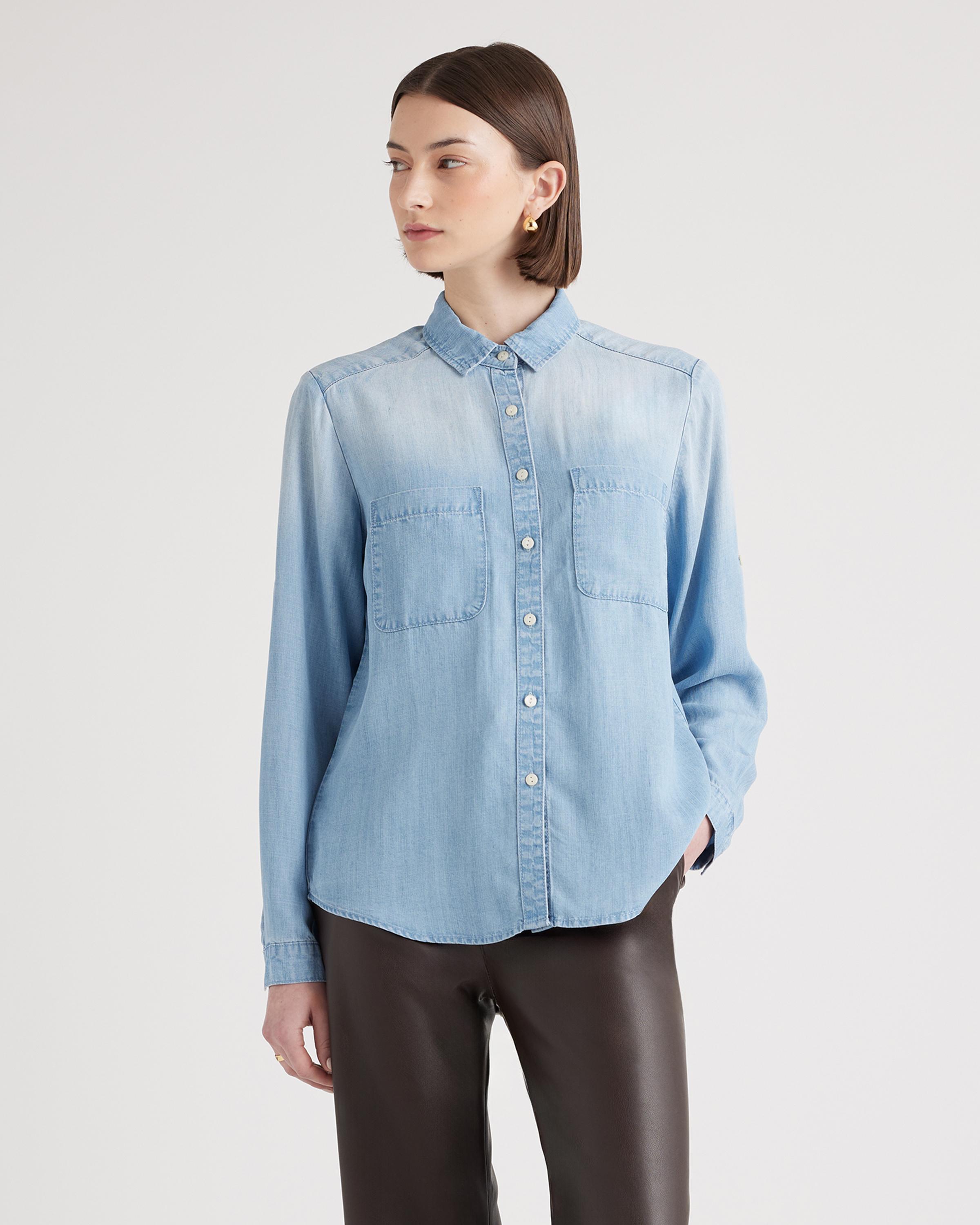 Chambray Tencel Long Sleeve Shirt Product Image