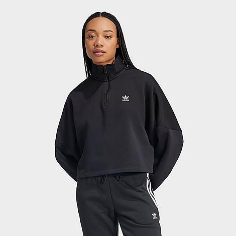 adidas Essentials 1/2 Zip Fleece Sweatshirt Black L Womens Product Image