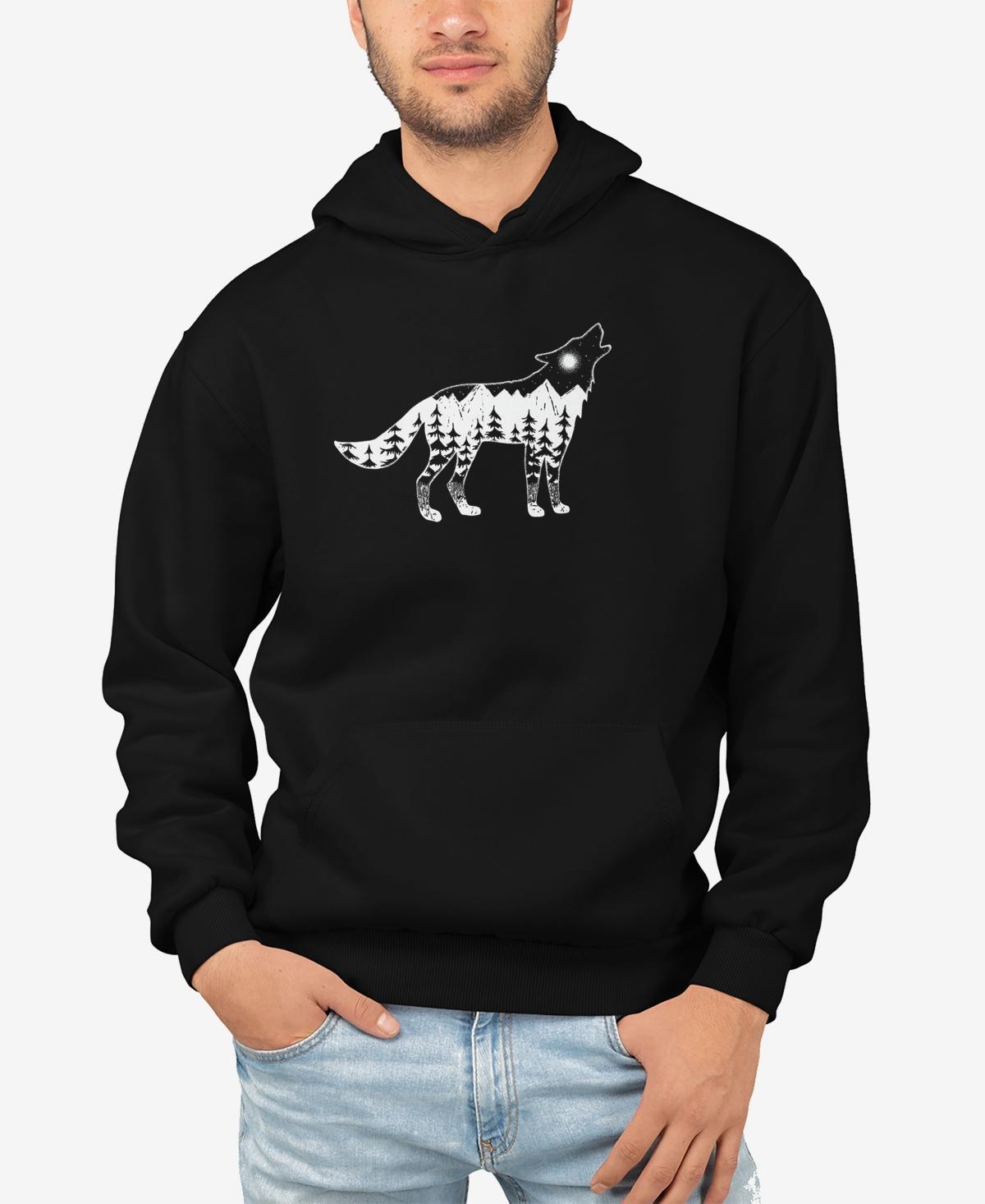 La Pop Art Mens Howling Wolf Word Art Hooded Sweatshirt Product Image