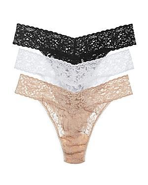 Hanky Panky Womens Signature Lace Original Thong 3 Pack - Pink Lady Product Image