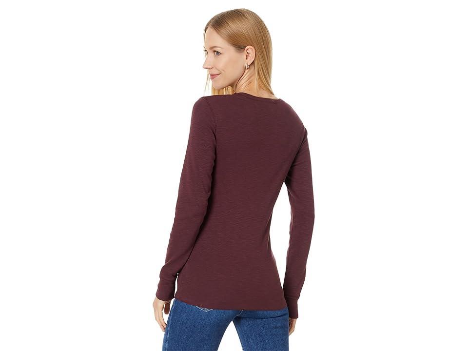 Lilla P Long Sleeve Raw Edge Crew (Wine) Women's Clothing Product Image