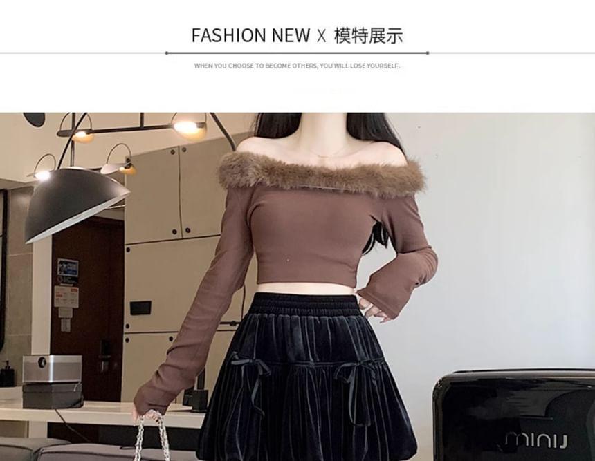 High Rise Plain Bow Mini A-Line Skirt Product Image