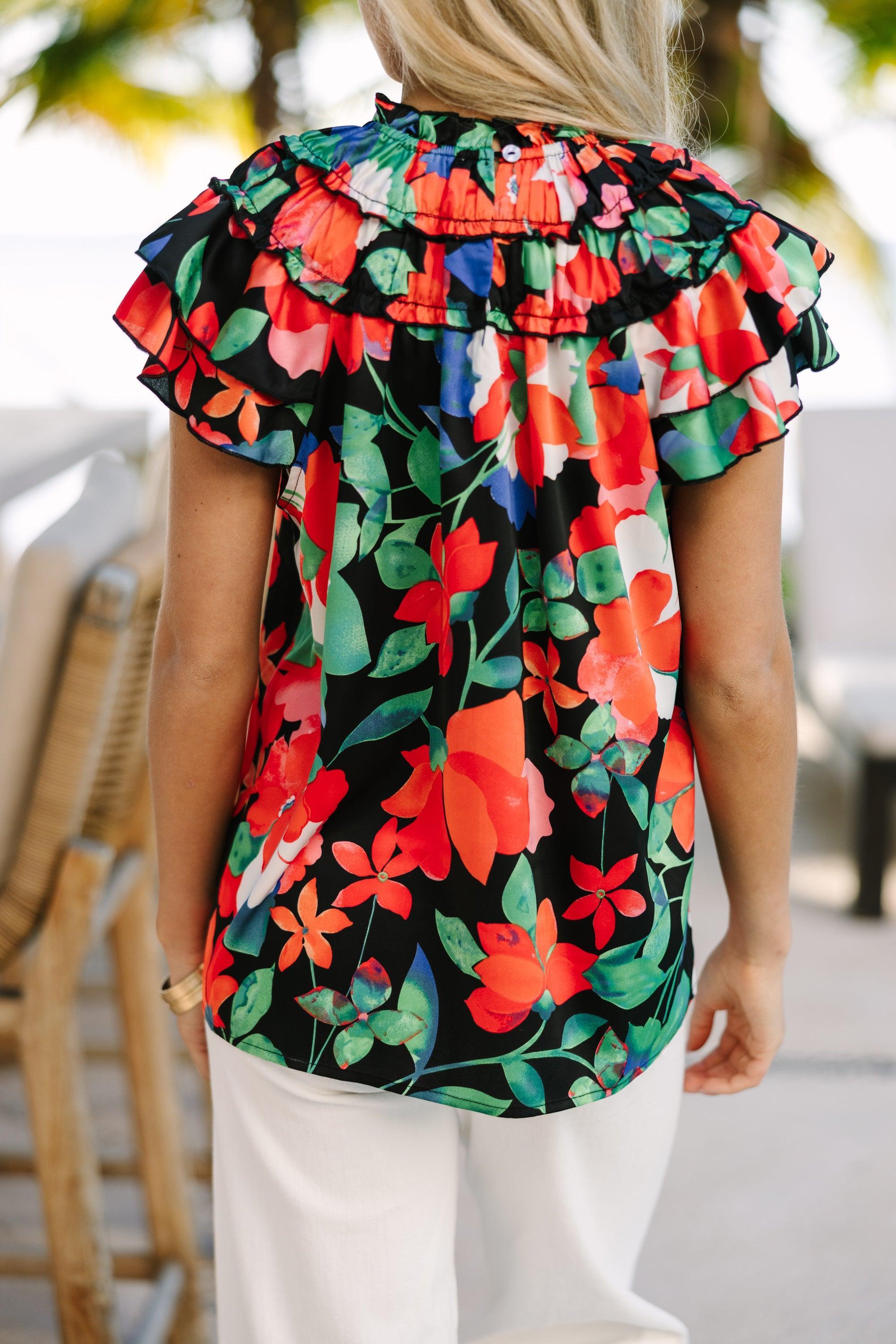 On Your Way Black Floral Blouse Female Product Image