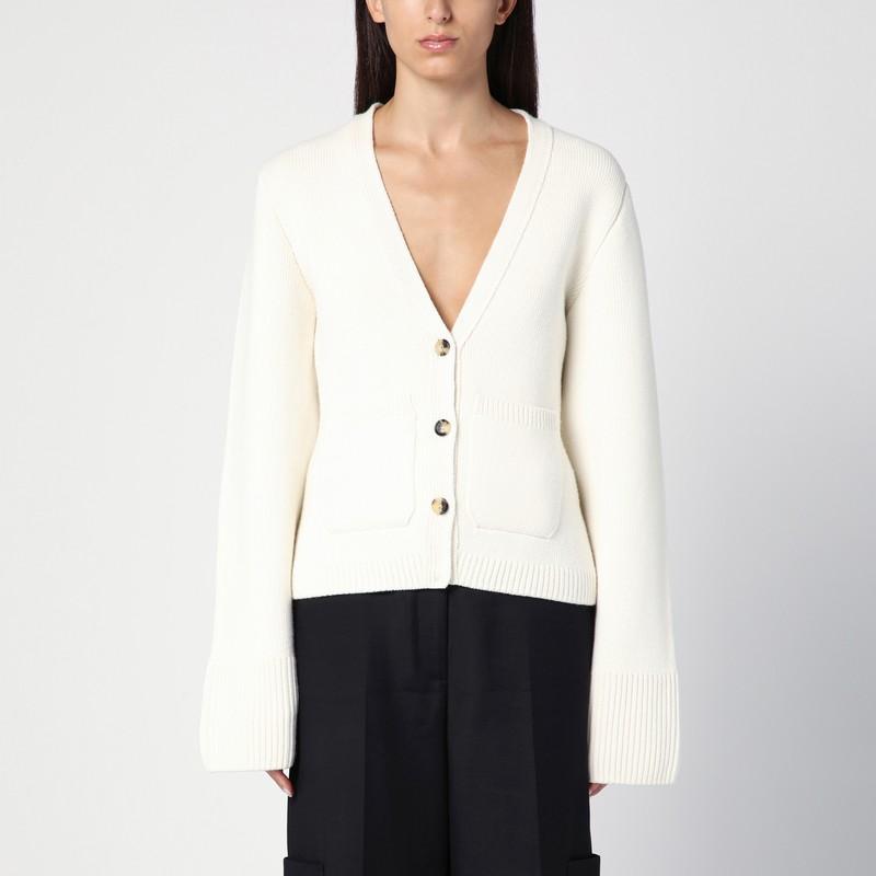 Women's Scarlet Cashmere Cardigan In White Product Image