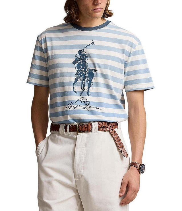 Polo Ralph Lauren Classic Fit Big Pony Striped Jersey Short Sleeve T-Shirt Product Image