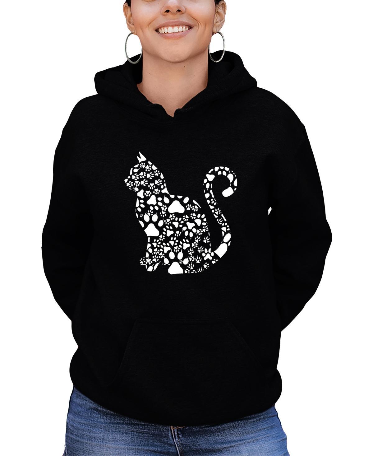 La Pop Art Womens Word Art Cat Paws Hooded Sweatshirt Product Image