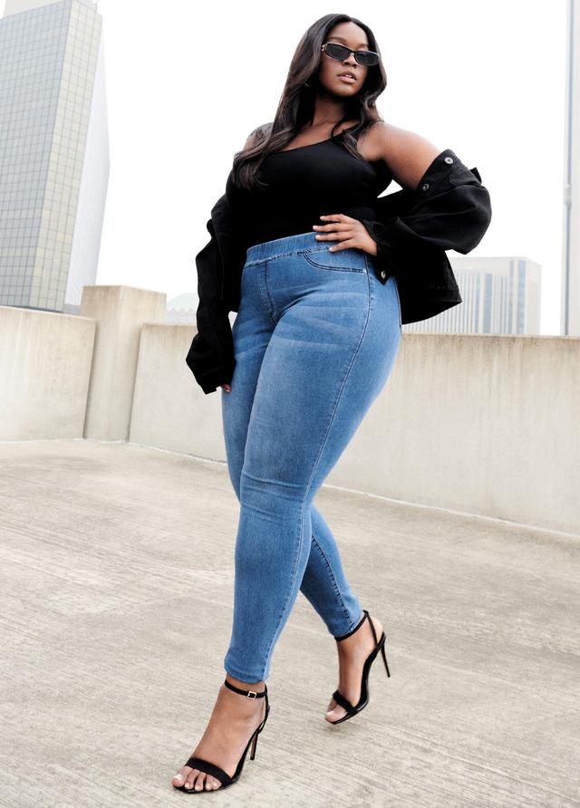 Plus Size Iconic Medium Wash Pull On Jegging Ashley Stewart Product Image