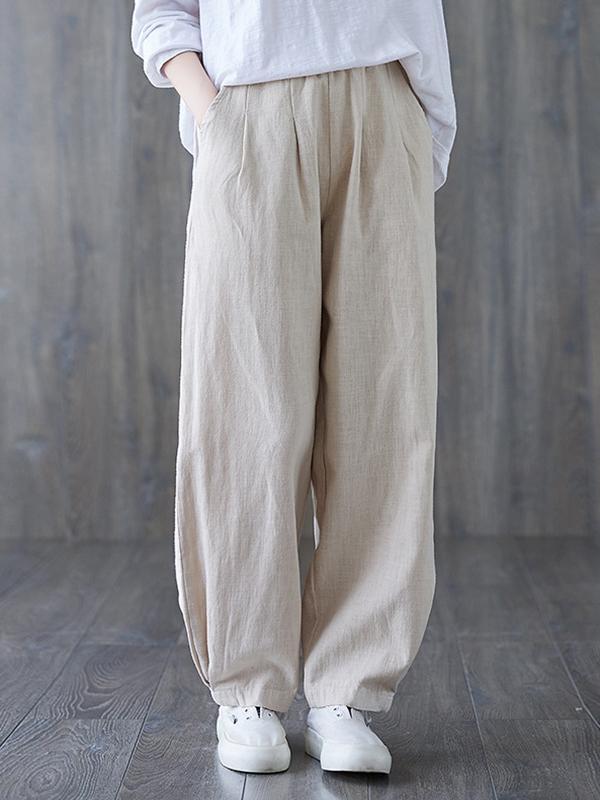 Simple Wide Leg Loose Elasticity Solid Color Casual Pants Bottoms Product Image