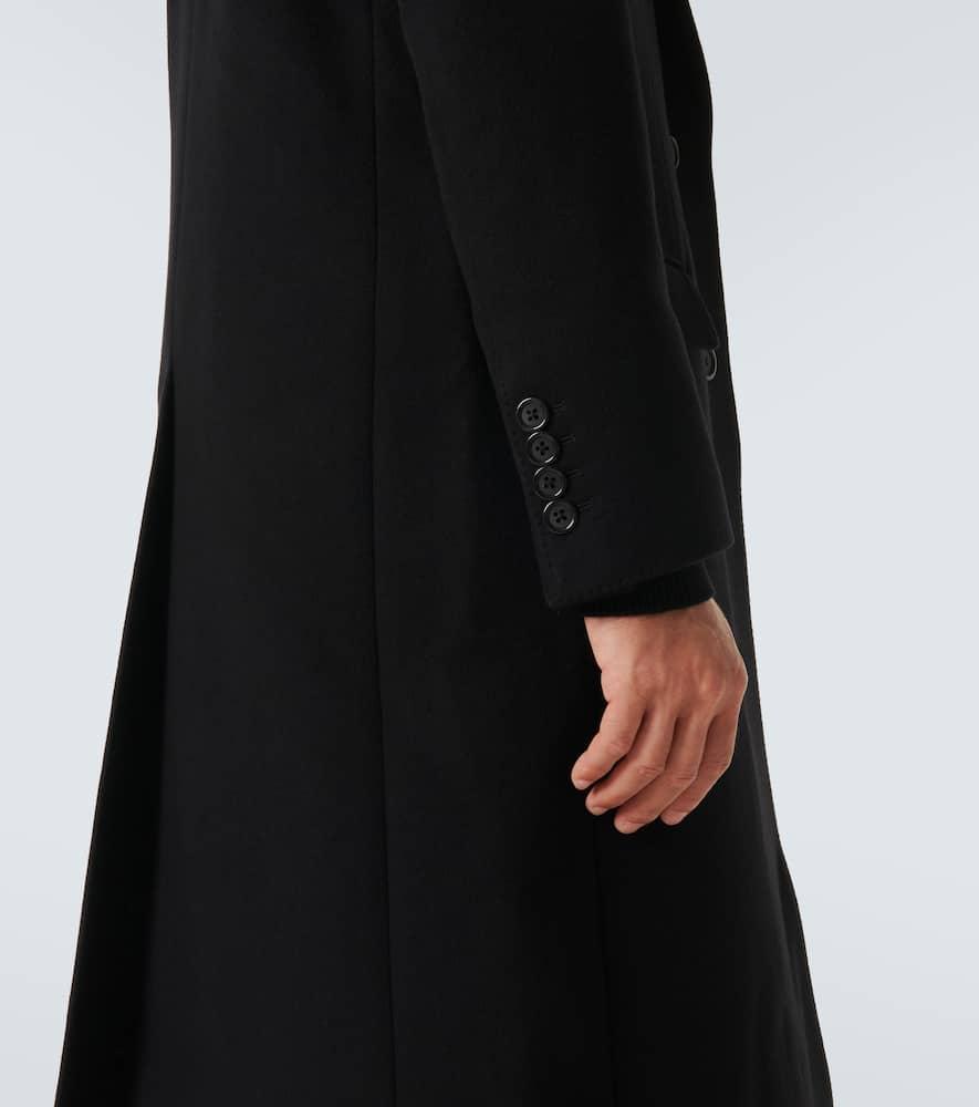 Double-breasted Wool-blend Coat In Grey Product Image