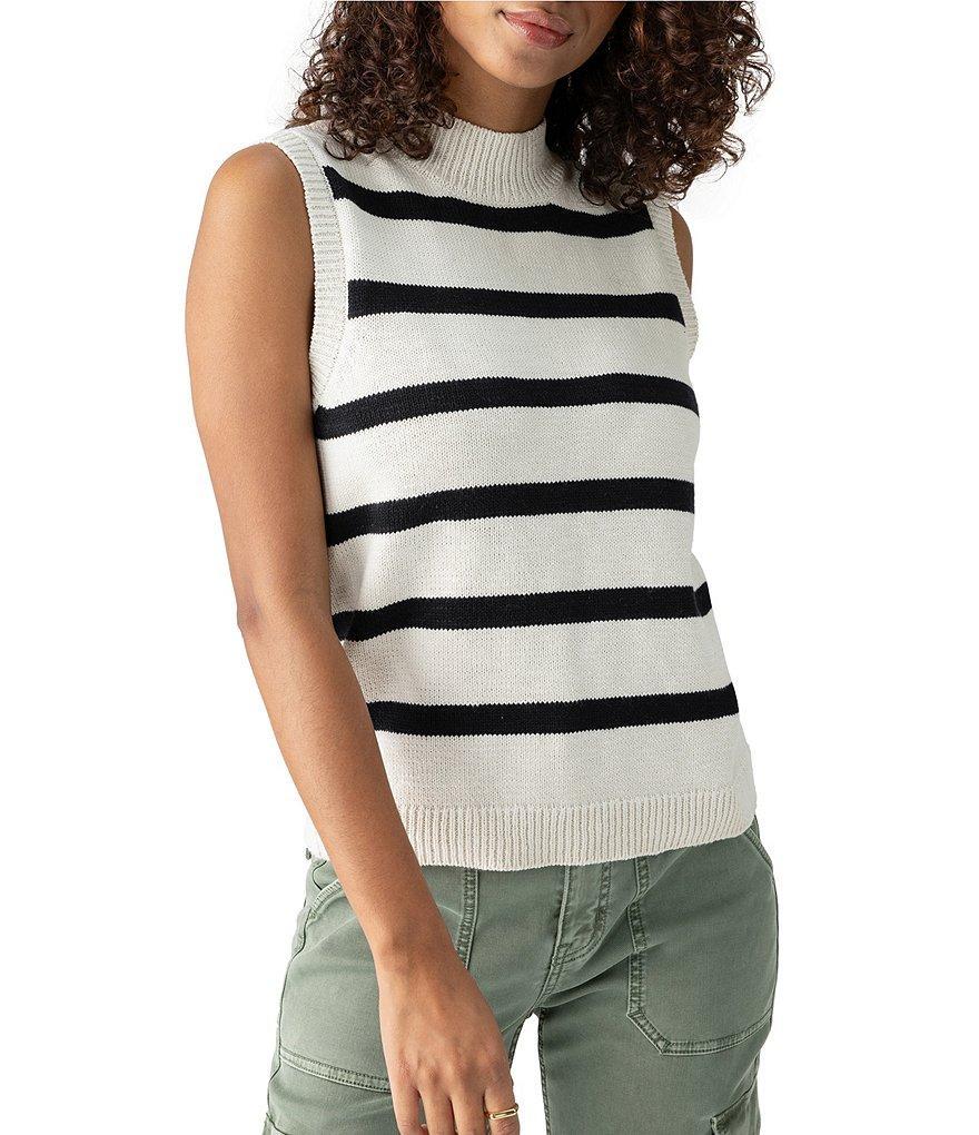 Sanctuary Life Is Easy Stripe Mock Neck Sleeveless Top Product Image