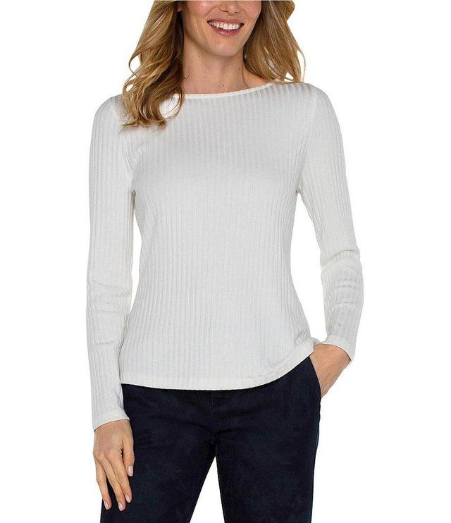 Liverpool Los Angeles Ribbed Knit Boat Neckline Long Sleeve Top Product Image