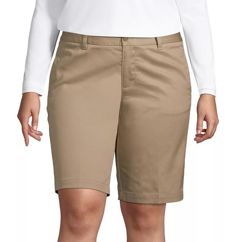 Lands End School Uniform Womens Plus Size Plain Front Blend Chino Shorts Product Image