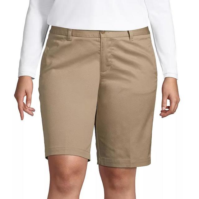 Plus Size Lands End School Uniform Plain Front Blend Chino Shorts, Womens Classic Blue Product Image