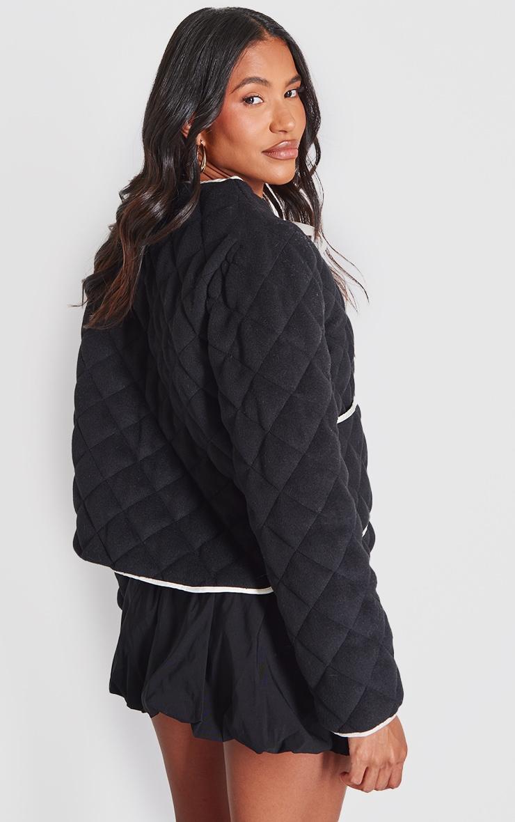 Black Quilted Contrast Binding Jacket Product Image