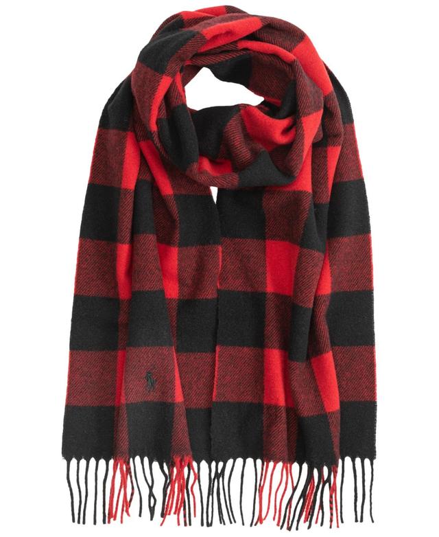 Polo Ralph Lauren Mens Woolen Plaid Scarf - Navy/red Product Image