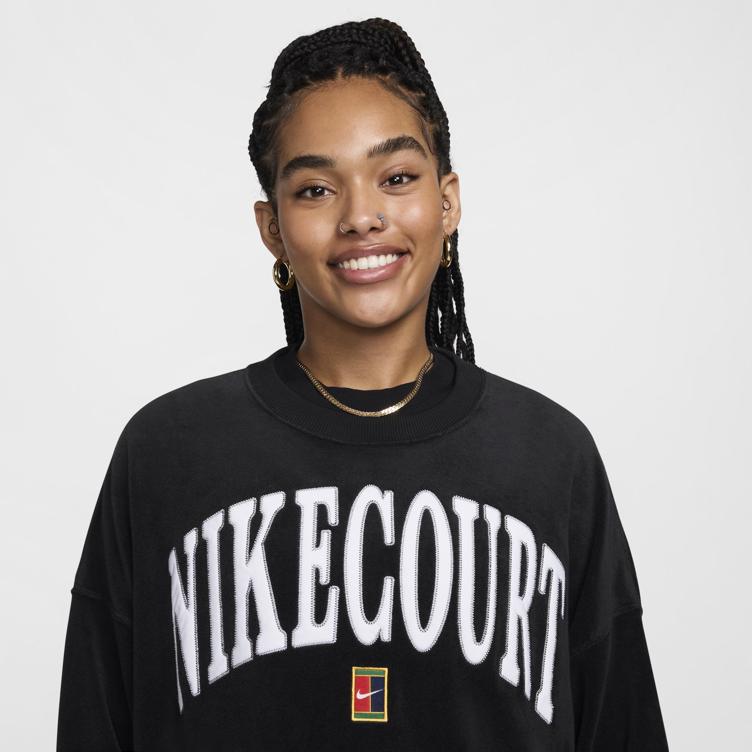 Nike Women's Court Heritage Over-Oversized Crew-Neck Graphic Tennis Sweatshirt Product Image