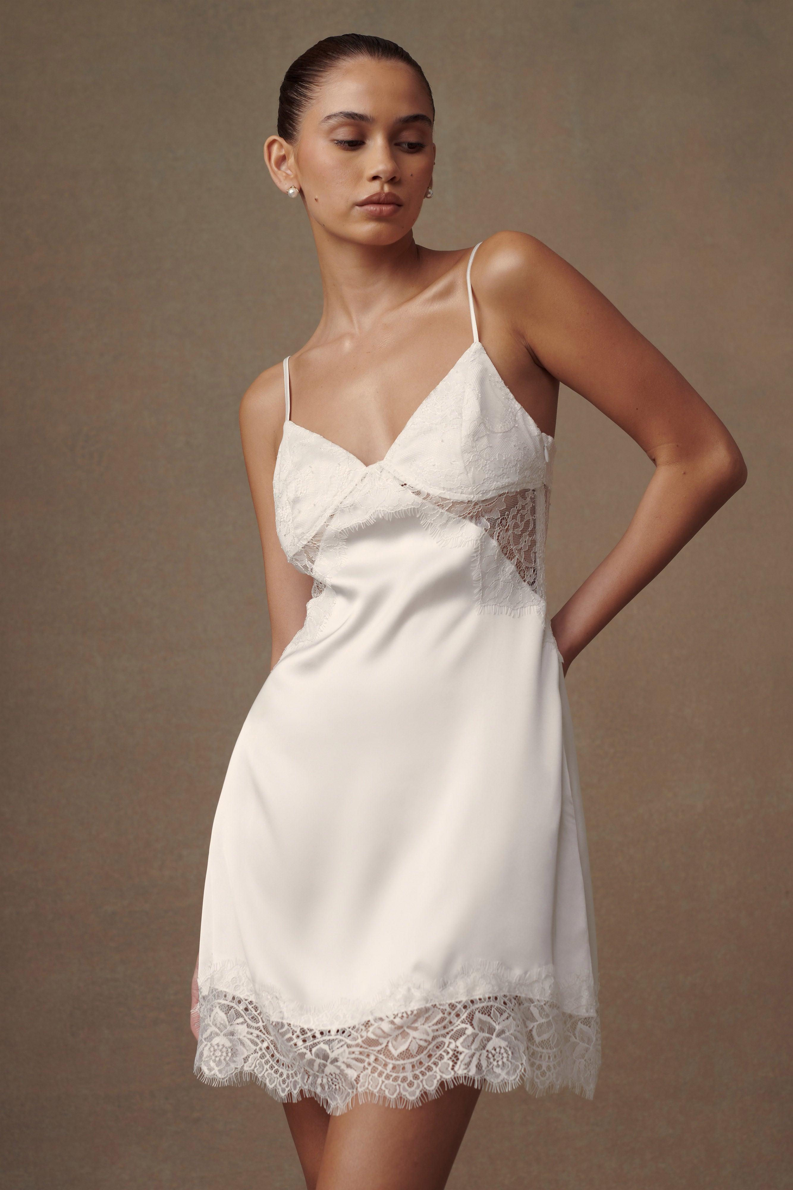 Emmett Lace Slip Dress - White Product Image