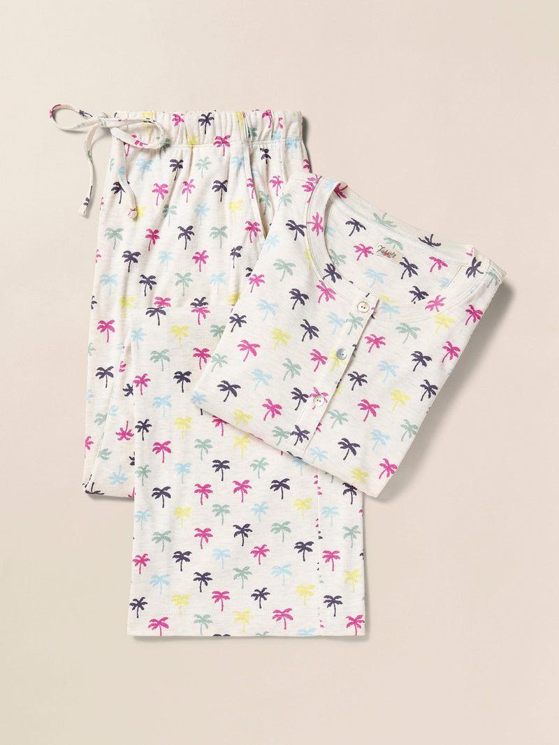 Cloud Henley Pajama Pant Set - Sun Valley Palms Product Image