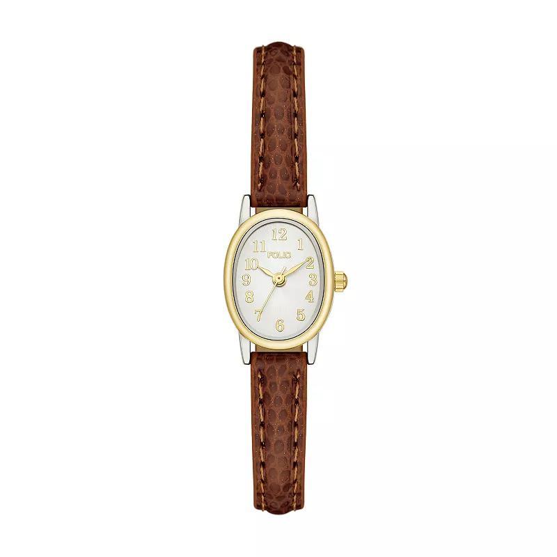 Folio Womens Faux Leather Easy Read Watch, Brown Product Image