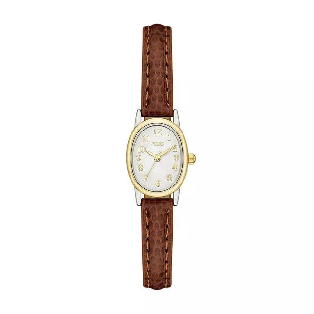 Folio Womens Faux Leather Easy Read Watch, Brown Product Image