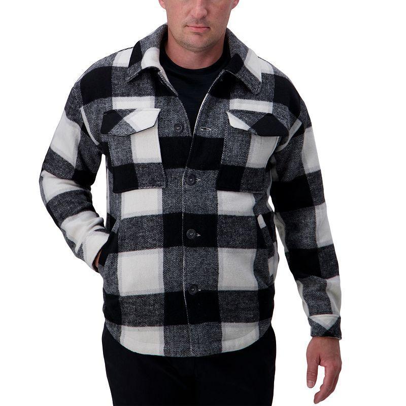 Mens Haggar Supersoft Plaid Shirt Jacket Black Product Image