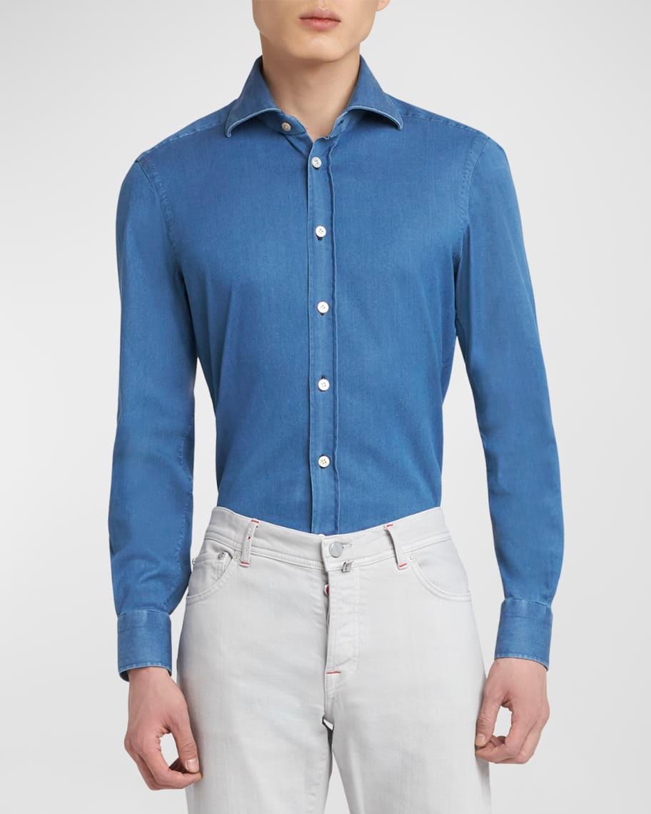 Mens Stretch Chambray Casual Button-Down Shirt Product Image