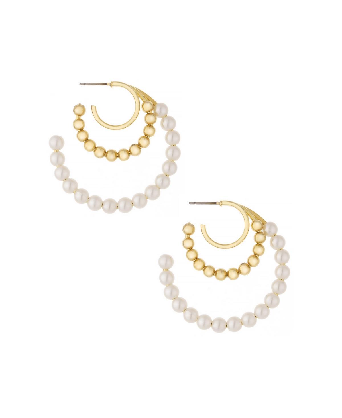 Ettika Imitation Pearl and 18K Gold Plated Bubble Hoops Product Image