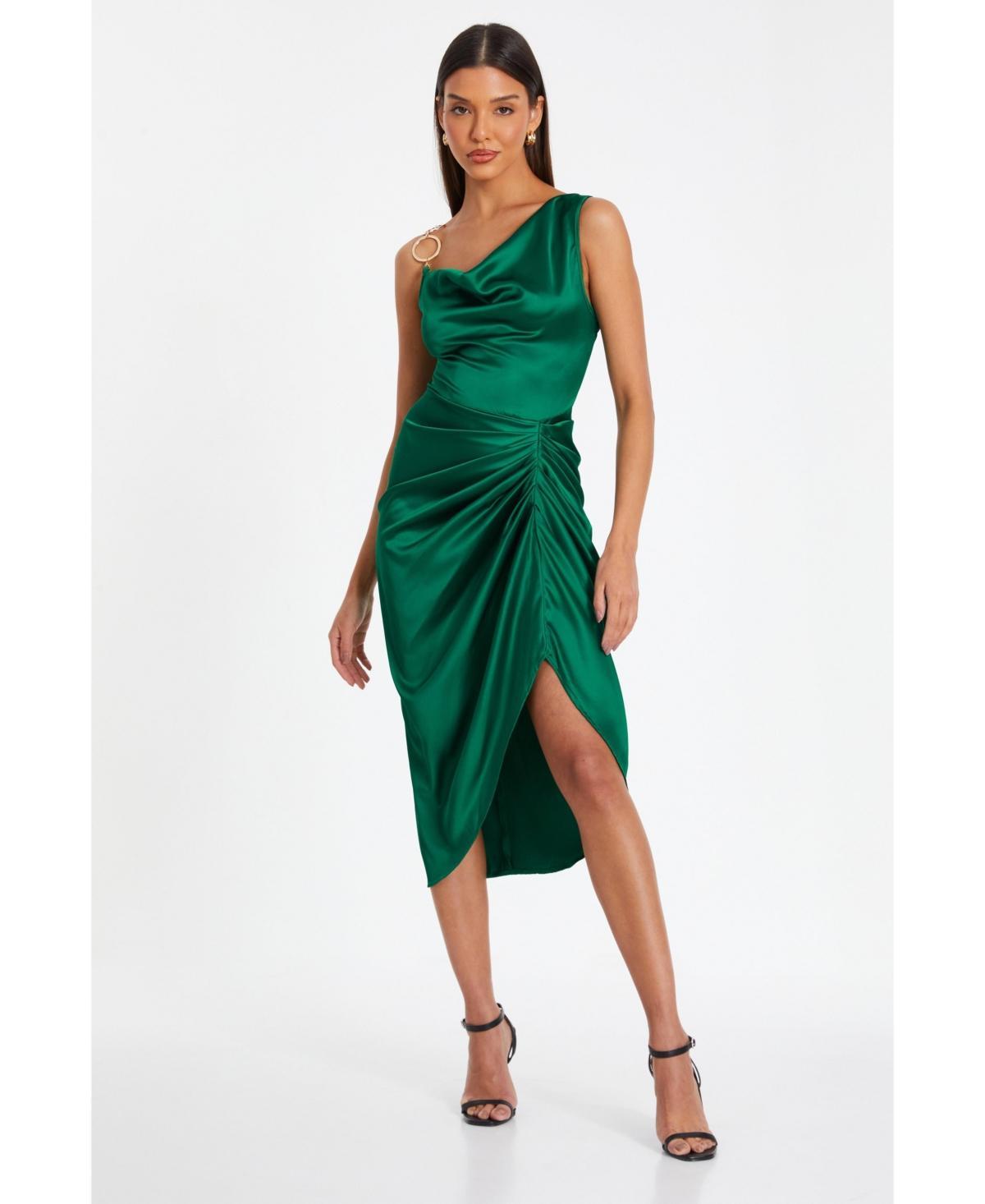 Quiz Womens Womenss Satin Ruched Cowl Midi Dress Product Image