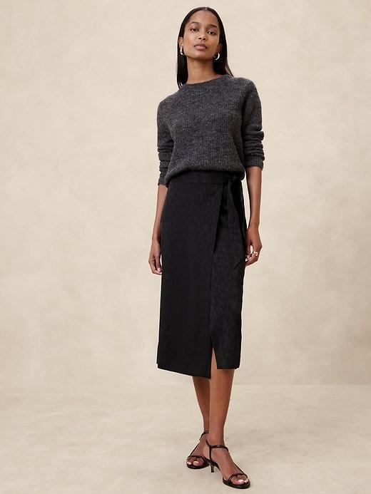 Jacquard Wrap Midi Skirt Product Image