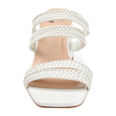 Journee Collection Natia Womens Block Heel Sandals White Product Image