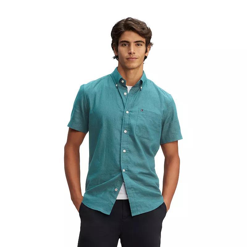 Mens Tommy Hilfiger Cotton Linen Custom Fit Shirt Product Image