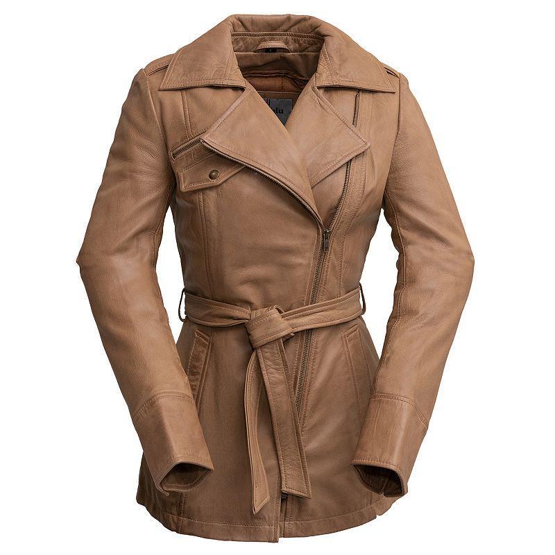 Plus Size Whet Blu Leather Trench Coat, Womens Product Image