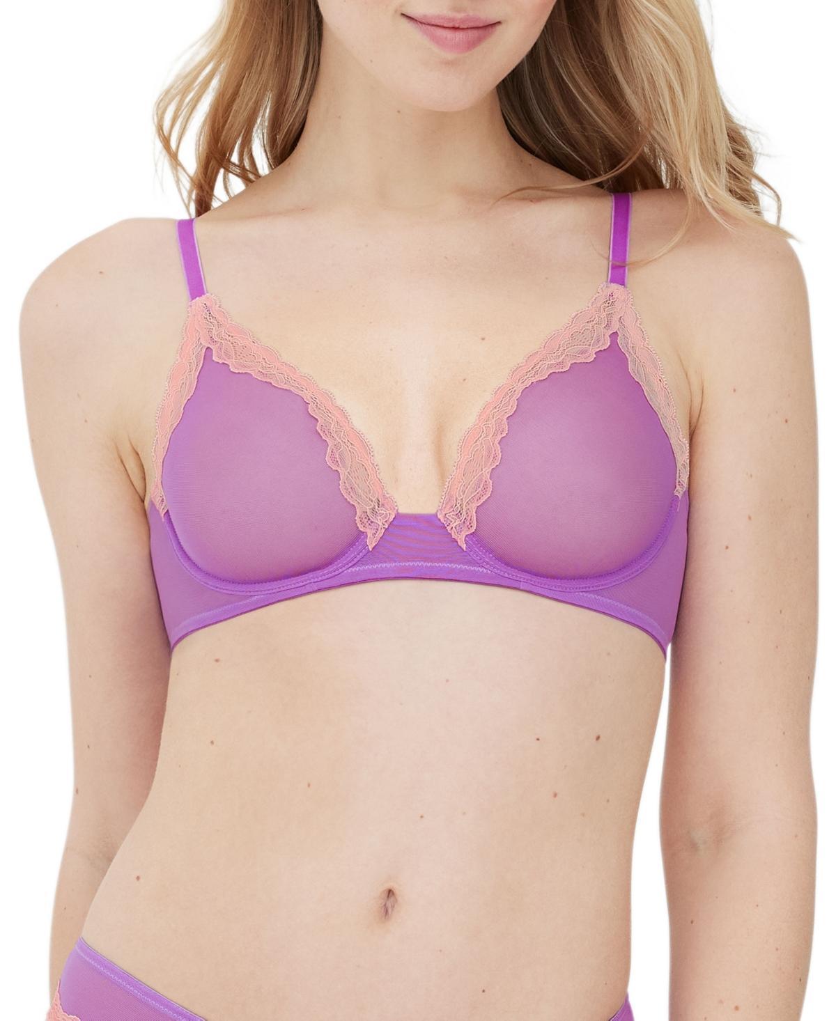 Womens Passion Mesh Unlined Underwire Bra - Purple Product Image