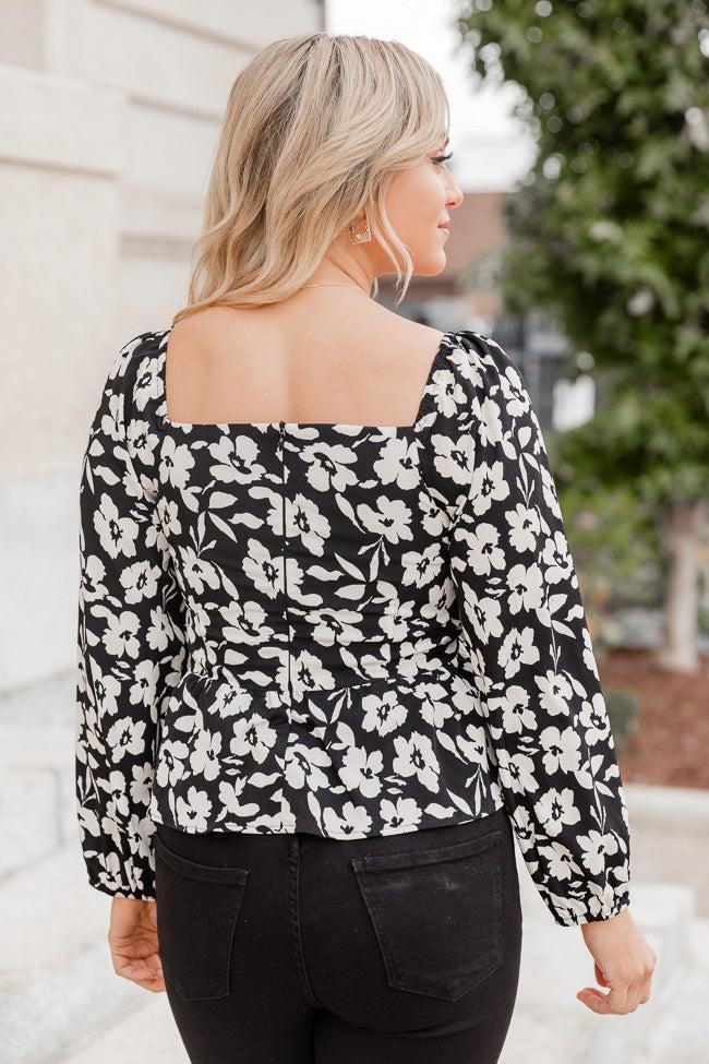 Bold Adventures Black Floral Twist Front Blouse FINAL SALE Product Image