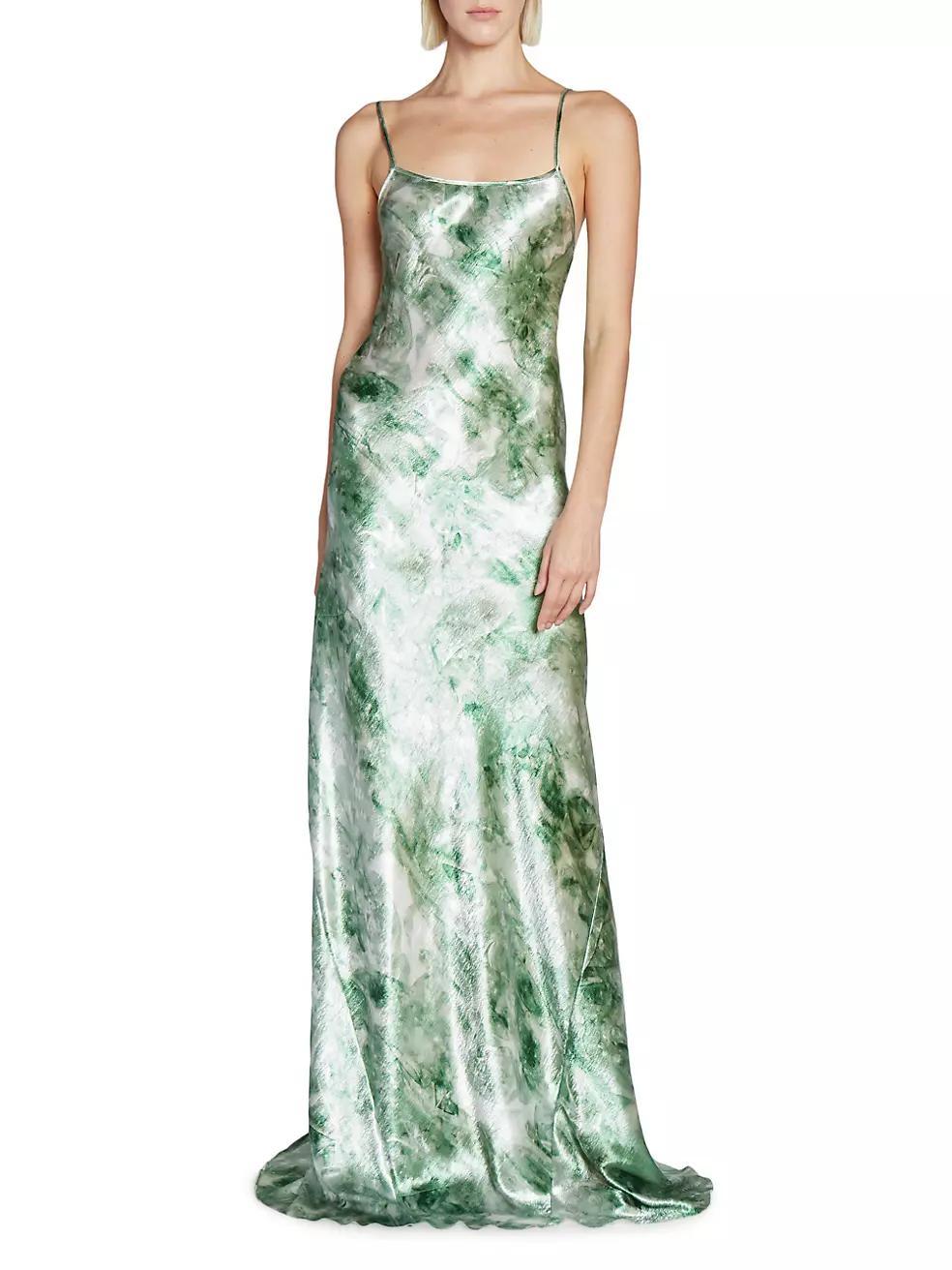 Abstract Satin Sleeveless Maxi Dress Product Image