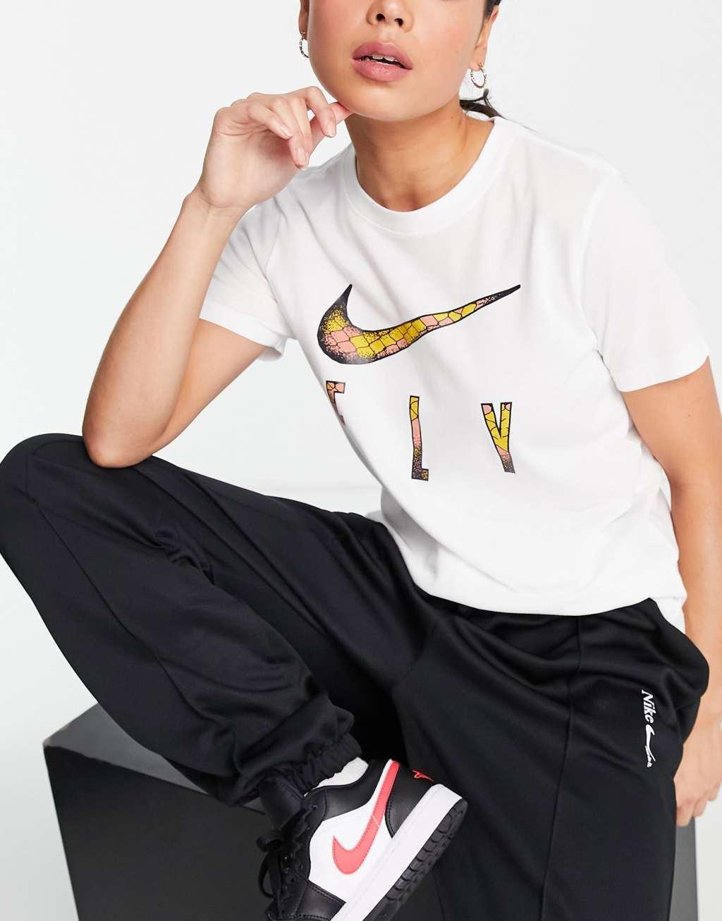 Nike Basketball Fly Snakeskin Swoosh t-shirt in white Product Image