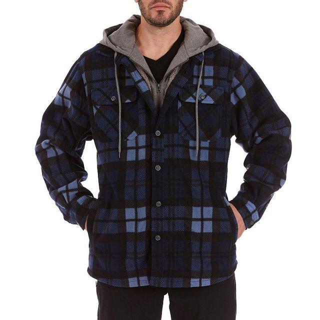 Mens Smiths Workwear Plaid Sherpa-Lined Microfleece Hooded Shirt Jacket Product Image