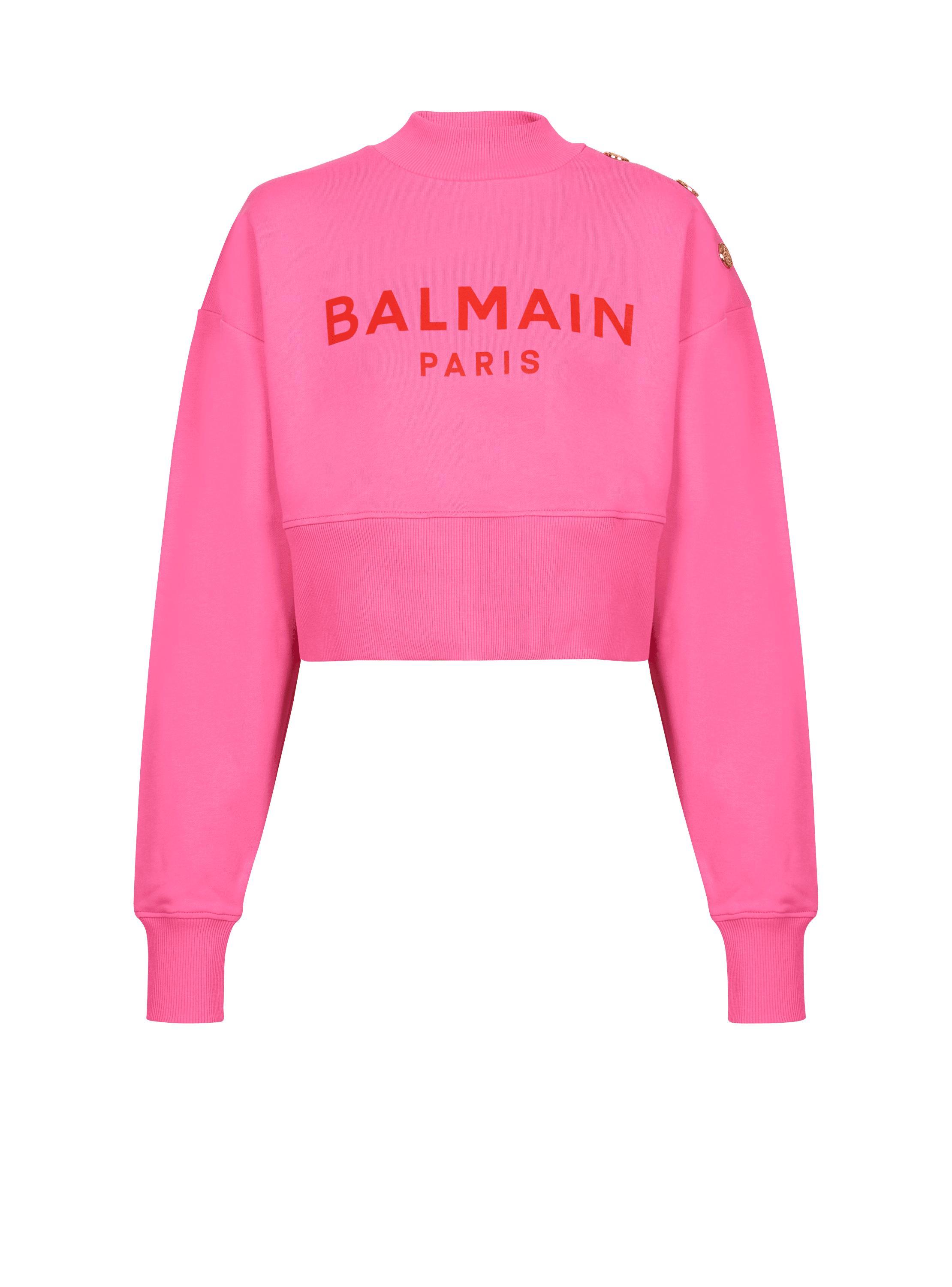 Cropped sweatshirt with Balmain Paris print Product Image