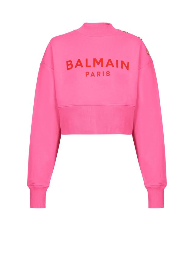 Cropped sweatshirt with Balmain Paris print Product Image