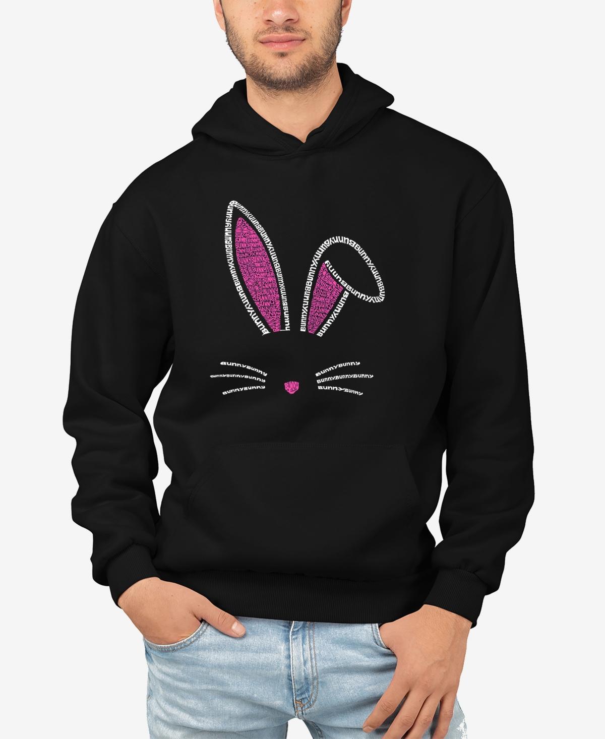 La Pop Art Mens Bunny Ears Word Art Long Sleeve Hooded Sweatshirt Product Image