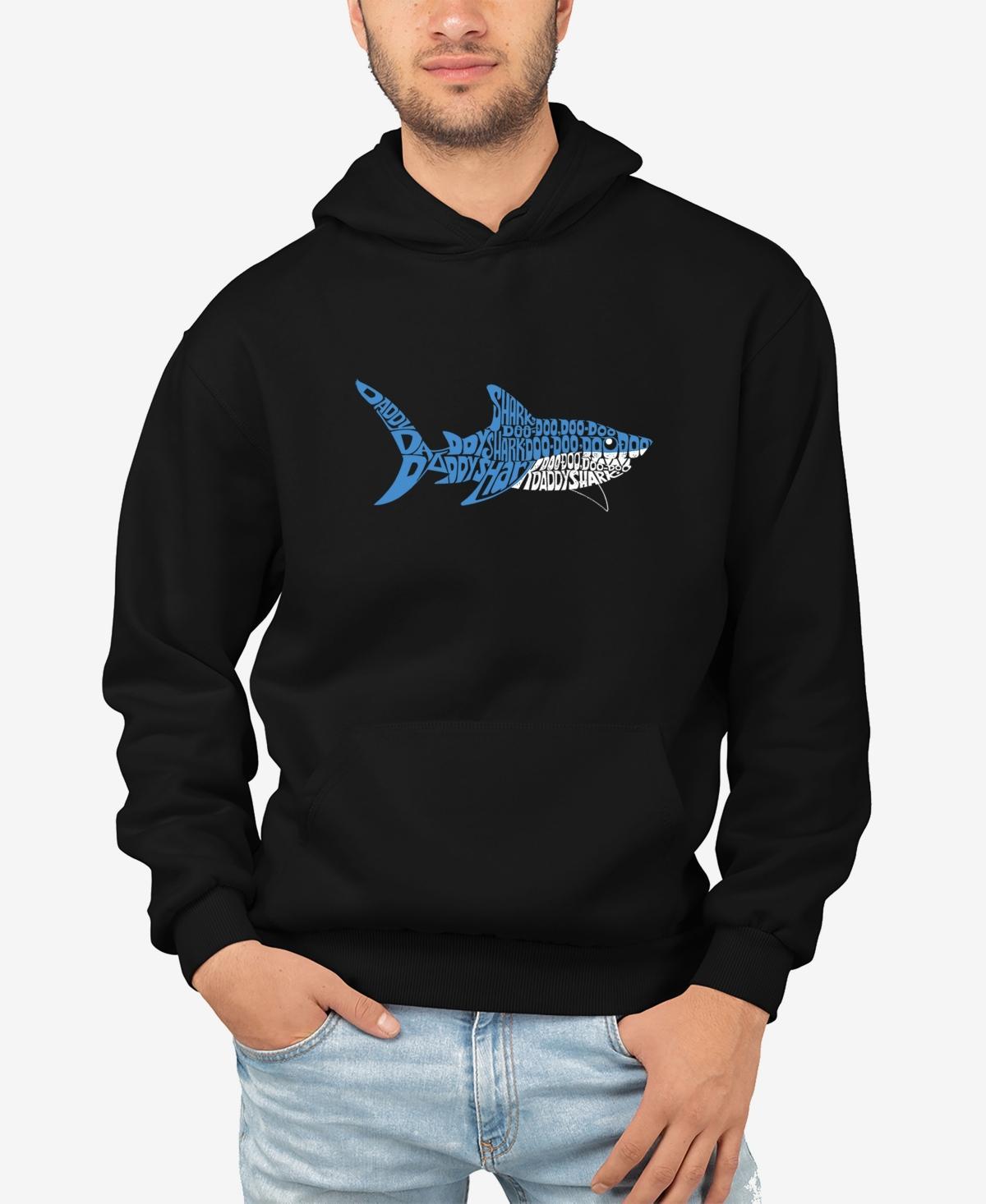 La Pop Art Mens Word Art Daddy Shark Hooded Sweatshirt Product Image