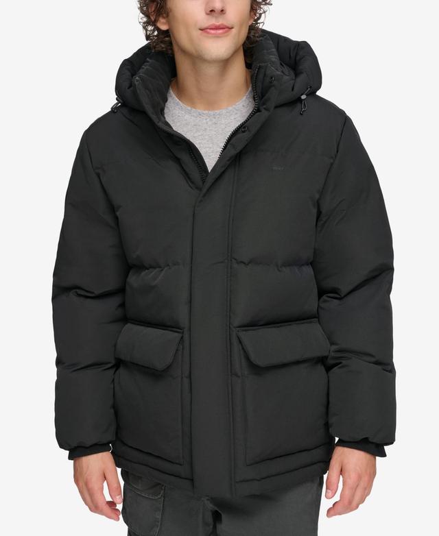 Mens Levis Heavyweight Hooded Puffer Parka Coat Green Product Image