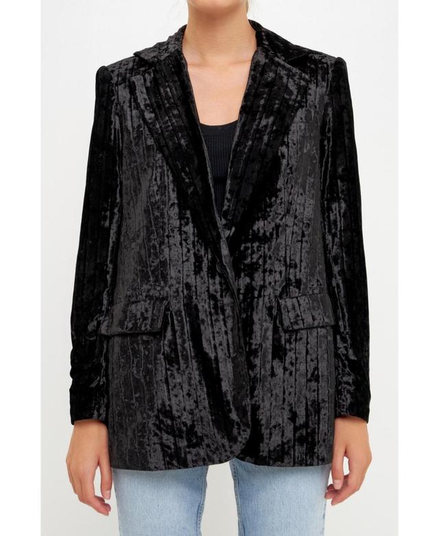 endless rose Pleated Velvet Blazer  - Size: XS - Gender: female Product Image