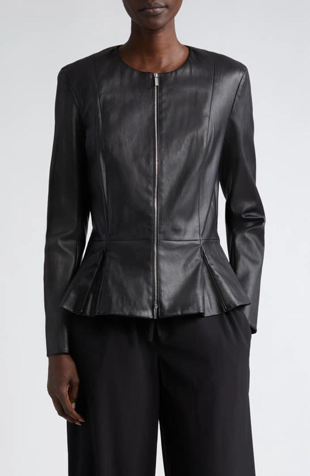 THE ROW Anasta Leather Zip-front Jacket In Black Product Image